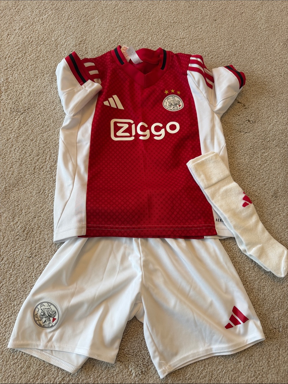 adidas Kids Red and White Soccer Jersey & Shorts Set